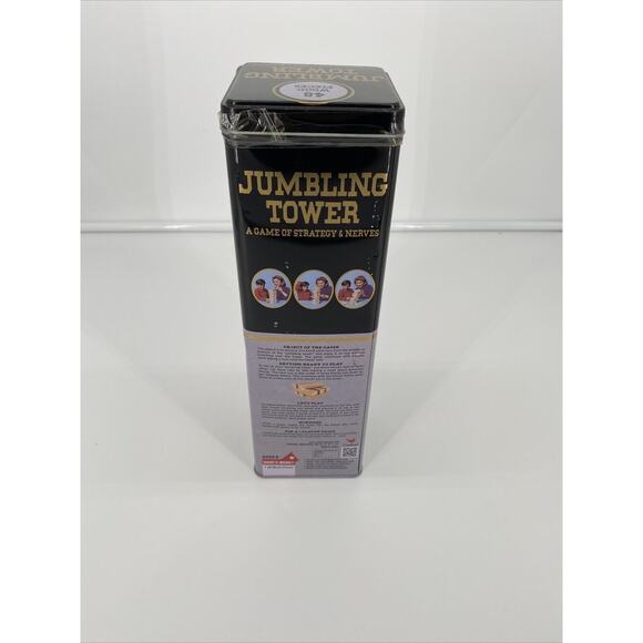 NEW Solid Wood Jumbling Tower Game In Tin by Cardinal Industries 48 Wood Pcs NIB - Picture 2 of 7